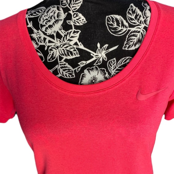 Womens Neon Pink Nike Dri-Fit Running Training Gym Workout Short Sleeve Shirt - Picture 2 of 11